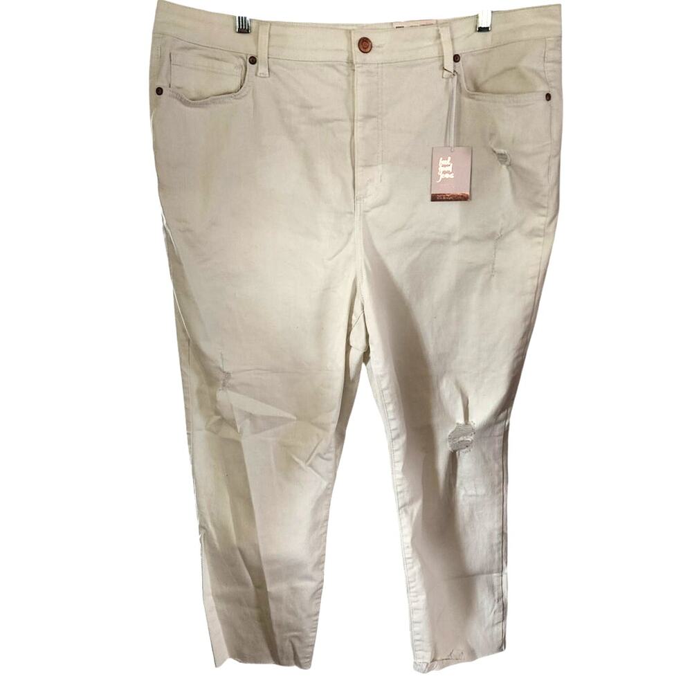 Lauren Conrad White Super High Rise Slim Straight Ankle Jeans Plus Size 20W